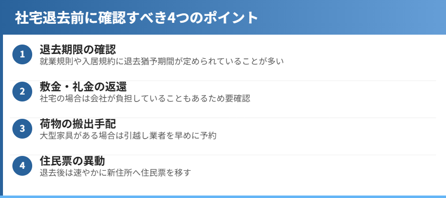 社宅退去前に確認すべき4つのポイント